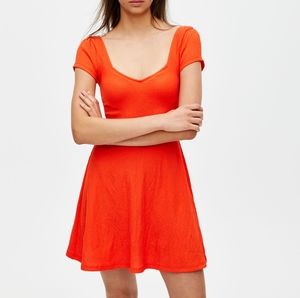 Short crepe sweetheart neckline dress orange